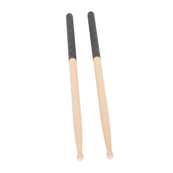 Xirurus 5A Maple Wood Tip Drumsticks for Adults & Beginners, 16.54 Inches / 42 cm Anti Slip X Pattern Rubber Grip Drum Sticks for Percussion Musical Instrument Accessories, Black