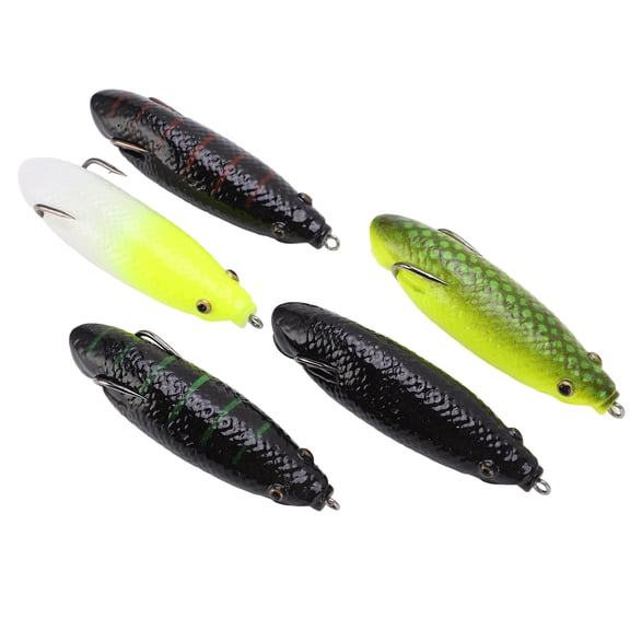 Xirurus 5Pcs Long Shot Frog Baits Artificial Caterpillar Fog Lures Fishing Accessories for Rivers Banks, Premium Topwater Soft Bait for Bass and Snakehead