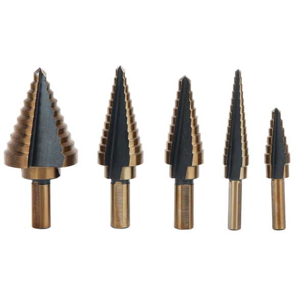 Xirurus 5pcs High Speed Steel Cone Step Drill Bit Metal Hole Cutter with Case (5.9 inches / 15 cm)