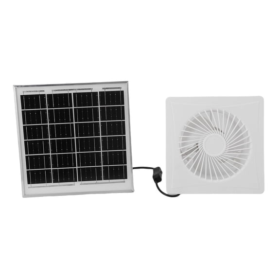 Xirurus 6 Inches / 15.2 cm Solar Powered Exhaust Fan, 8W White Round Window Ventilation Fan for Bathroom