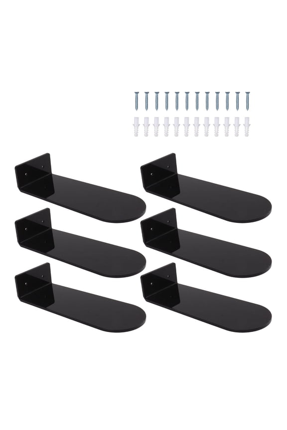 6‑Piece Floating Acrylic Shoe Shelves – 7.9” Length, 3.94” W x 10.24” L, 3.15” H – Wall‑Mounted Display for Sneakers, Running & Basketball Shoes – Black