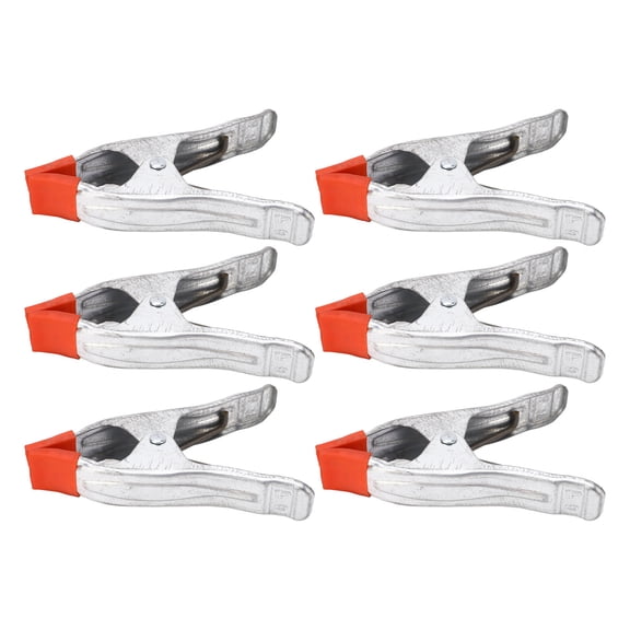 Xirurus 6-Piece Metal Spring Clamp Set, 6-Inch Heavy Duty A-Shape Clips for Woodworking, Photography Backdrops, Crafts, Tarpaulins, and General Home Repair Projects - Silver and Red