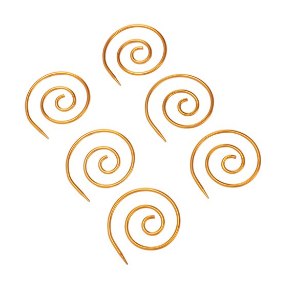 Xirurus 6 Pieces Spiral Cable Knitting Needle Multifunction Metal Circular Needles Shawl Pin for Yarn Sewing Knitting Projects, Gold Color, 1.57 Inches / 4 cm