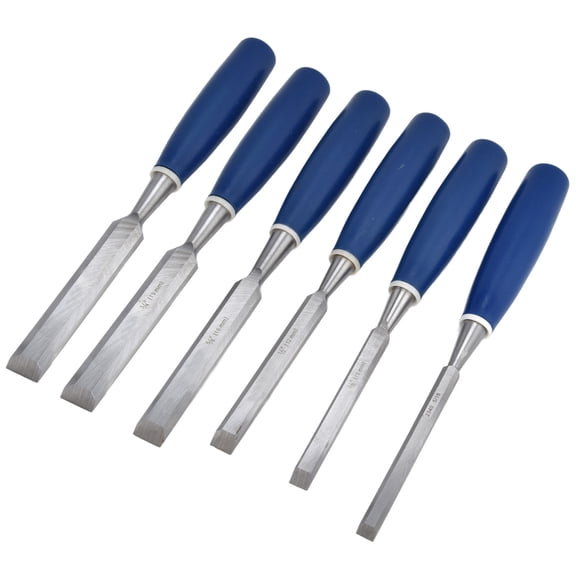 Xirurus 6 Pieces Woodworking Chisel Set, Sturdy 45# Steel Blades with ABS Handles, Hand Tools for Carving and Carpentry, 5/16 inches to 1 inch / 8 mm to 25.4 mm