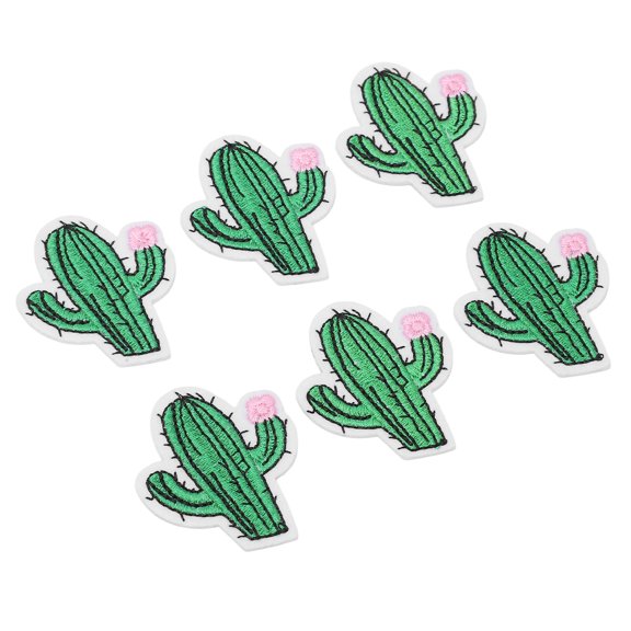 Xirurus 6Pcs Embroidered Patches Cactus Shape Cute Beautiful Covering Breakages Stains Iron On Patches for DIY Clothing Bags, 3.94 inches / 10 cm Length