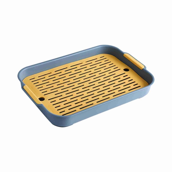 Xirurus 7.4" × 10.63" × 1.57" BPA‑Free Double‑Layer Food Drain Tray – Large Capacity Dish & Cup Drainer with Anti‑Slip Grid
