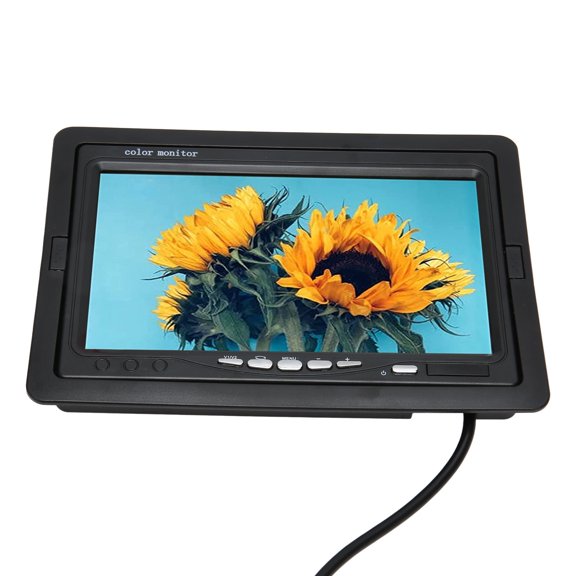 Xirurus 7 Inch TFT LCD Car Rearview Camera Monitor with Screen Rotating and 2 AV Inputs for Car DVD, Surveillance Cameras