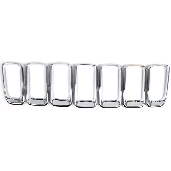 Xirurus 7Pcs Front Grille Grill Insert Cover Frame Trim Replacement For Jeep Compass 2011-2016 Chrome Silver Exterior Accessories