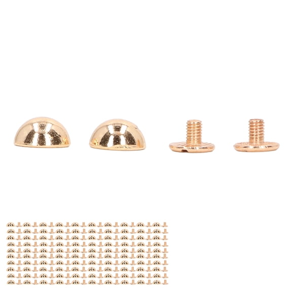 Xirurus 8mm 100 Sets Leather Rivets Kit, Round Mushroom Shape Electroplating Decorative Rivets, Tubular Metal Studs for DIY Craft Bags Belts Shoes, Gold (0.31 inches / 8 mm)