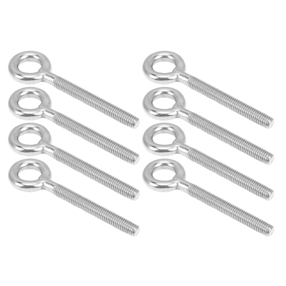 Xirurus 8pcs M8 Eye Bolt Stainless Steel Ring Bolts, Heavy Duty Machine Welded Closed Loop Screw Rod, Shoulder Swing Lifting Bolts for Fastening, Silver