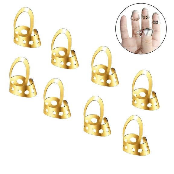 Xirurus 8pcs Open Design Adjustable Stainless Steel Fingerpicks for Acoustic Guitar and Banjo, Stringed Musical Instrument Accessory, Silver/Gold, 2.8 inches / 7 cm[cite: 1]