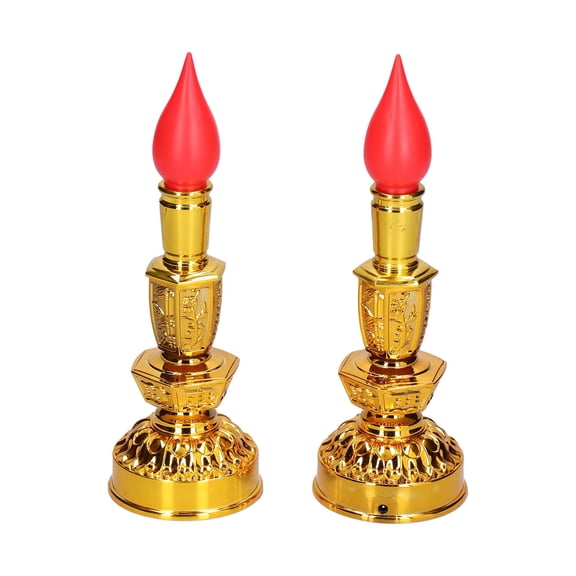 Xirurus 9.1 Inch Red LED Flameless Candle Light Pair, Retro Chinese Buddhist Sanctuary Lamp Single Bright Mode (23 cm)