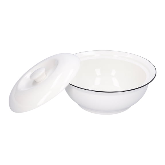 Xirurus 9-Inch / 22.8 cm Ceramic Soup Bowl with Lid, 1500ml / 50.7 oz Large Capacity Serving Stew Bowl, White Modern Dishwasher Safe Tableware