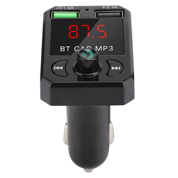 Xirurus A6 Mini Cigarette Lighter Car MP3 FM Transmitter with Smart Bluetooth Chip, Hands Free Calling, Dual USB Fast Charging Port (5.12 x 3.94 x 1.97 inches / 13.0 x 10.0 x 5.0 cm)