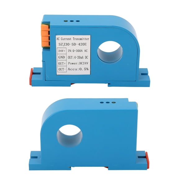 Xirurus AC Current Transmitter 1 Phase 4-20mA DC Output Transducer Transformer for PLC Control Precise Measurement Isolated Sensor Power Supply DC 24V 0-300A Input