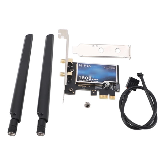 Xirurus AX1800 Dual Band PCIE Wireless Network Card Desktop 1800Mbps WiFi Adapter Bluetooth 5.3 Gigabit Ethernet with 2 Antennas Physical Interface PCIE X1 Compatible with Desktop Computers