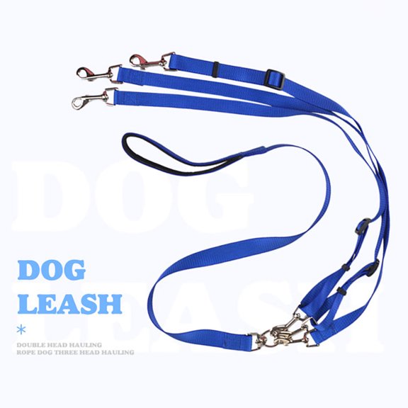 Xirurus Adjustable Triple‑Dog Nylon Leash, 3‑in‑1 Walk System, Soft Stretch, Medium‑Size Friendly