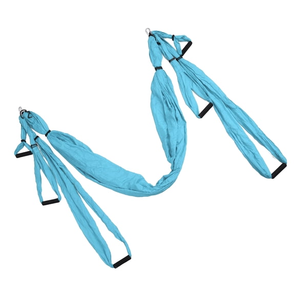 Xirurus Aerial Yoga Swing Set Polyester Cotton Adjustable Anti-Gravity Hammock for Physical Exercise Inversion Slings with Storage Bag, Lake Blue (13.39 inches / 34 cm)