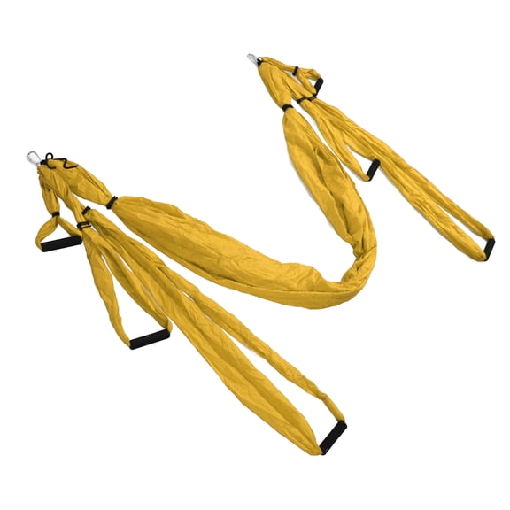 Xirurus Aerial Yoga Swing Set Polyester Cotton Adjustable Anti-Gravity Hammock for Physical Exercise Inversion Slings with Storage Bag, Yellow (9.45 inches / 24 cm)