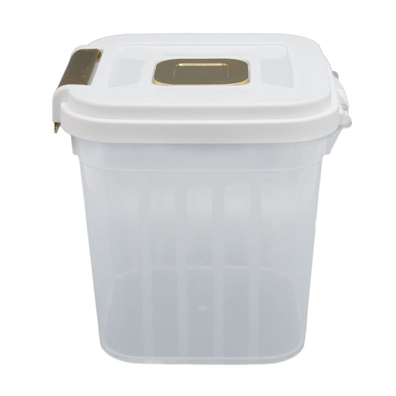 Xirurus Airtight Rice Storage Container with Lid and Measuring Cup, 5.3 qt / 5 L White Dry Food Dispenser Box for Grains and Flour