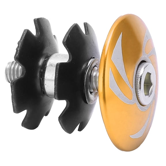 Xirurus Aluminum Alloy Bicycle Headset Top Cap with Star Nut Kit, Universal Stem Cover for 28.6mm / 1.1 inches Fork Tube, Lightweight 29g / 1.0 oz MTB Road Bike Cycling Accessory - Gold
