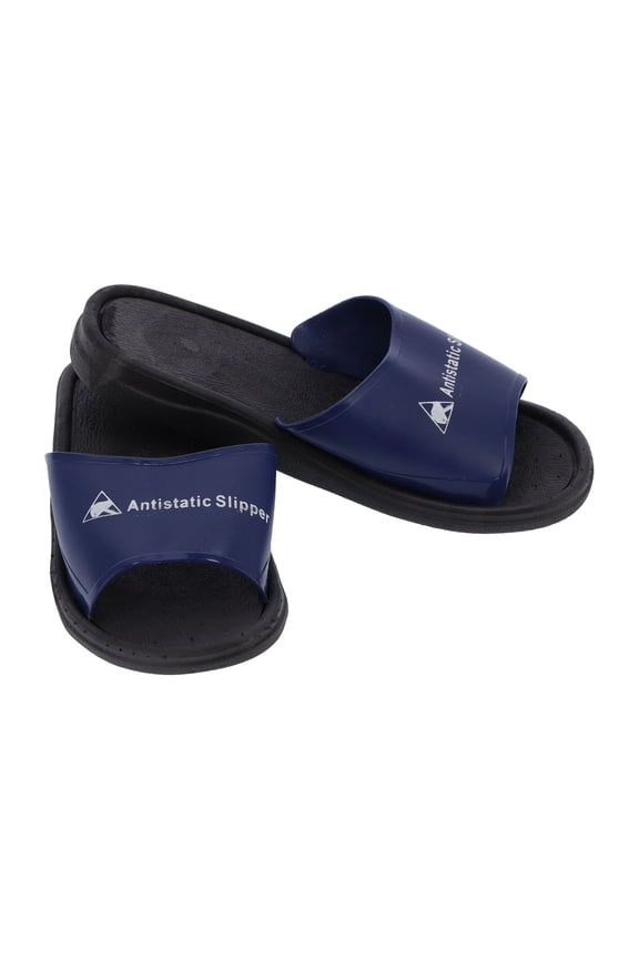 Anti-Static PVC Slippers Dust-Proof Working Sandals Shoes for Home Bathroom Working Clean Room (38 EU / 7 US), 11.81 inches / 30 cm, Black/Blue