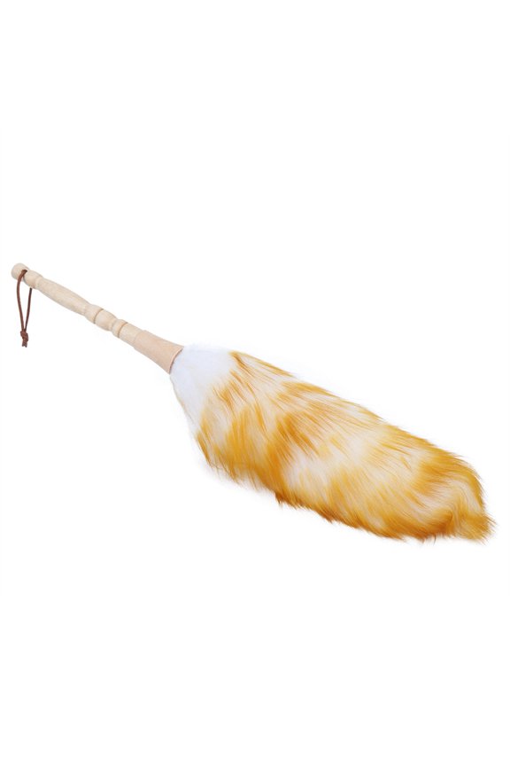 Anti-Static Soft Wool Duster with Natural Bamboo Wooden Handle, 19.7 inches / 50 cm Manual Dust Cleaner for Household Furniture and Office Surfaces