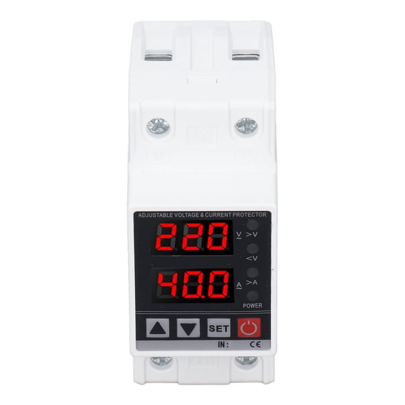 Xirurus Auto Recovery Adjustable Over Under Voltage Protector Switch 220V AC 40A Din Rail Circuit Breaker LED Display Protective Device For Home Electrical Equipment[cite: 1]