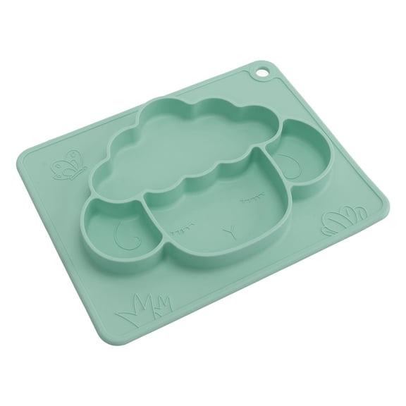 Xirurus Baby Divided Suction Plate, Slip Proof Animal Shape Self Feeding Toddler Silicone Divided Placemat, Green, 10.63 in / 27 cm