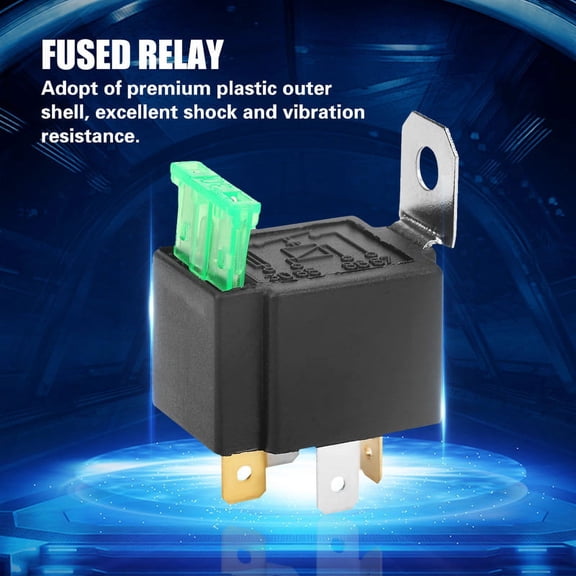 Xirurus Black 4-Pin DC 12V 30A Car Normally Open Contacts Fused Relay On/Off With Bracket Automotive Replacement Parts for Vehicles Fits Universal Models