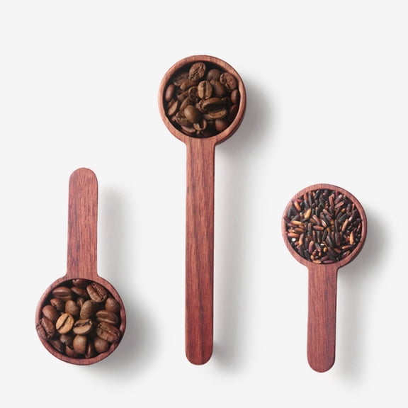 Xirurus Black Walnut Wooden Measuring Spoon Short Handle For Coffee Tea Sugar Spice Baking Gadgets Eco-Friendly Nesting Scoop 1.8x3.7 Inches Kitchen Tools