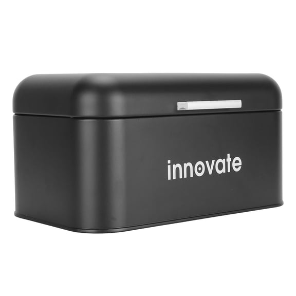 Xirurus Modern Bread Box, Large Capacity Black Metal Bread Storage with Lid, for Kitchen Counter & Pantry Organizer
