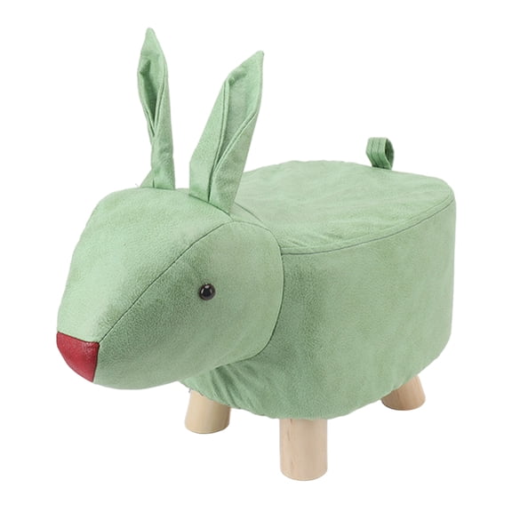 Xirurus Cartoon Animal Shaped Kid Footstool Cute Rabbit Wooden Stool for Playroom Home Living Room Green (16.14 in / 41 cm)