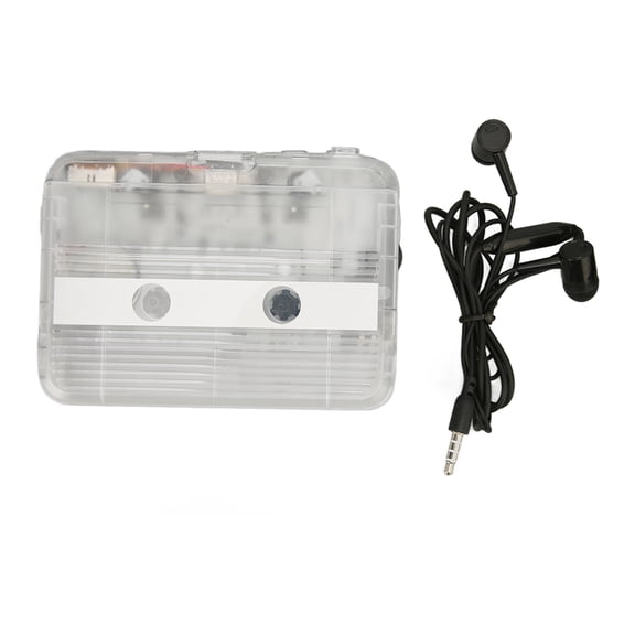 Xirurus Cassette to MP3 Converter Multifunction Auto Reverse Transparent Retro Portable Tape Player Built-in FM Radio Compatible with Laptop and PC (15 cm / 5.9 inches)