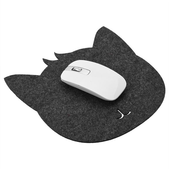 Xirurus Cat Shape Felt Mouse Pad Office Desk Mat Anti Static Dust Proof Scratch Resistant Workplace Accessory for Laptop Computer Dark Gray (7.87 inches / 20 cm)