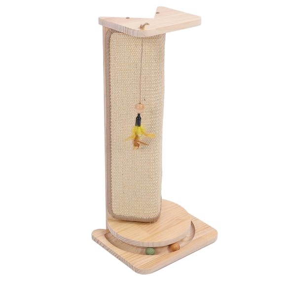 Xirurus Cat Wall Corner Scratcher Pine Wood Adjustable Height Protect Furniture Stable Structure Cat Scratching Pad with Cat Teaser for Indoor Home (22.8 x 9.8 x 3.1 inches / 58 x 25 x 8 cm)
