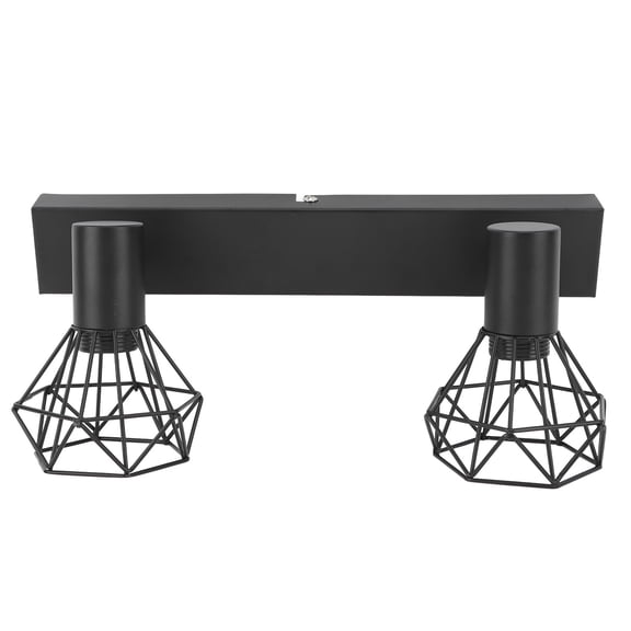 Xirurus Ceiling Track Light Fixture Adjustable 2 Head Vintage Tracking Light Kit E14 Lamp Holder Hardwired Installation 85-265V Black Iron Art Track Lighting Sets 11.8 inches / 30 cm for Living Room