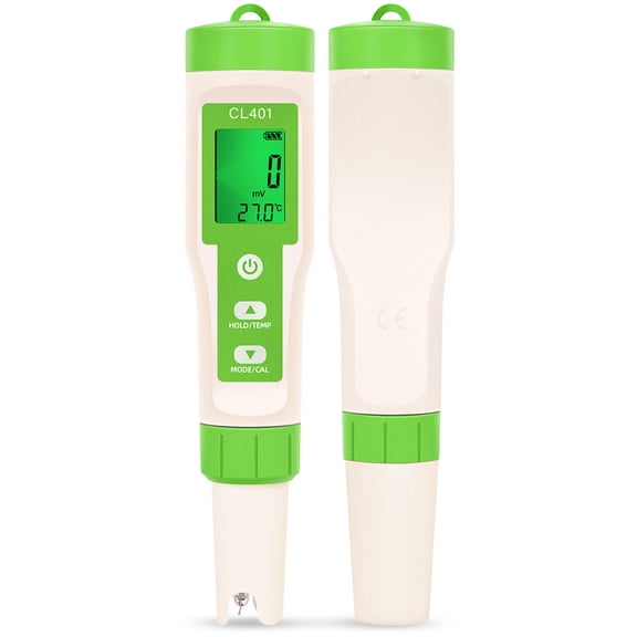 Xirurus Chlorine Testing Pen 4-in-1 Water Quality Measuring Meter Instrument for Swimming Pool Hot Tub Spa ORP H2 Temperature Tester LCD Display High Sensitivity Probe Memory Function