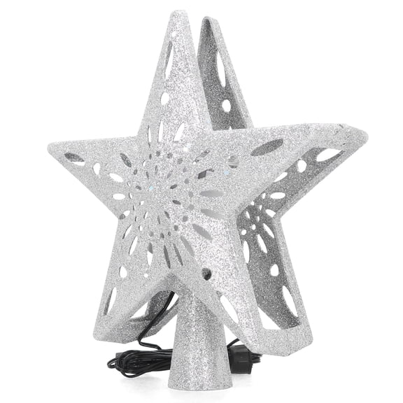 Xirurus Christmas Tree Toppers LED Rotating Snowflake Projector Lights 3D Star Tree Decoration, 9.4 x 10.2 inches / 24 x 26 cm