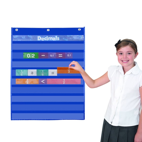 Xirurus Classroom Accessory Pocket Chart with Fractions Decimals Cards Hanging Chart Educational Teaching Tool Supplies (20.5 inches / 52 cm)