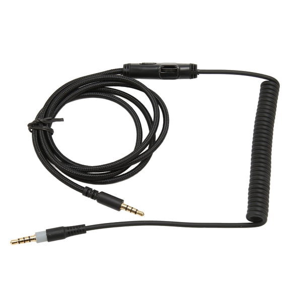 Xirurus Coiled Headphone Cable Replacement Headset Sound Cord with Volume Key for Kingston HyperX Cloud Mix Cloud Alpha Gaming Headphone Spring Cord 1.5m / 59 inches Black