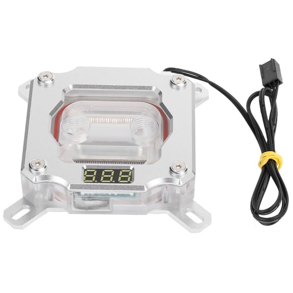 Xirurus Computer CPU Water Cooling Block Waterblock with Temperature Display for Intel 1150 1151 1155 1156 2011, PC Water Cooling Block, Wear Resistant, Efficient Heat Dissipation, Silver[cite: 1]