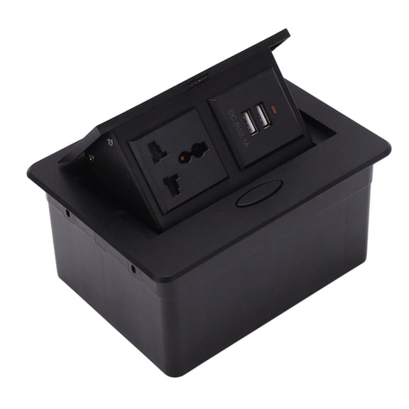Xirurus Concealed Table Outlet Power Strip 2 USB Ports Universal Bounce Desktop Socket 250V for Office School, 13A