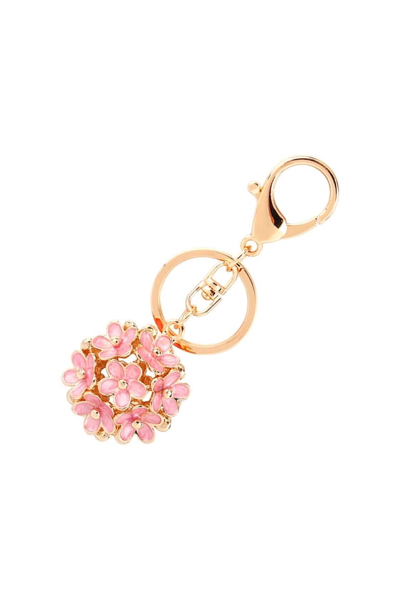 Cute Crystal Rhinestone Flower Keyring Keychain Charm Pendant Bag Purse Car Gift, 3.93 inches / 10 cm, Pink