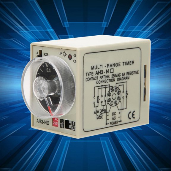 Xirurus On Delay Time Relay Mini Multi Time Period Adjustable A B Double Mode AH3-ND AC220V 1min-10h 5A Precision Timer Controller Component For Industrial Control (3.54 inches / 9 cm)