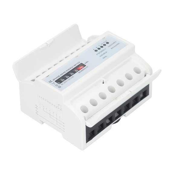 Xirurus Digital 3phase 4 Wire DINRail Electric Meter 20(80)A Electronic KWh Meter with 6-Digit LCD Display, High Accuracy Power Monitoring for Indoor Fixed Installation, White