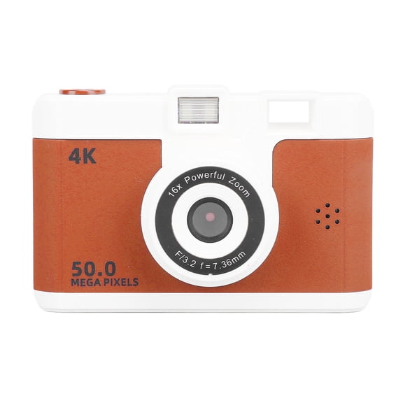 Xirurus Digital Camera 1080P 50MP HD Dual Lens Wireless 16X Digital Zoom Anti Shake Compact Point and Shoot Vlogging Camera with MP3 Games for Photography Video, Brown (4.33 inches / 11 cm)
