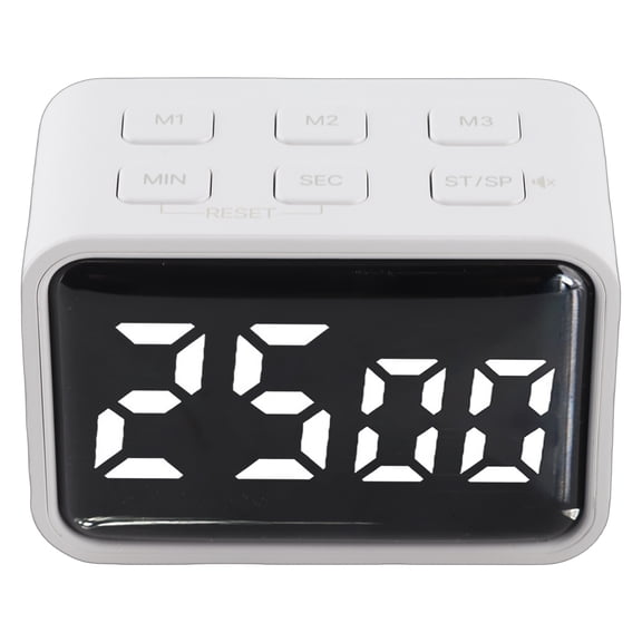Xirurus Digital Kitchen Timer Magnetic Visual Countdown Clock for Kids and Adults White LED Screen Rechargeable Time Management Tool (2.56 inches / 65 mm, 2.12 oz / 60 g)