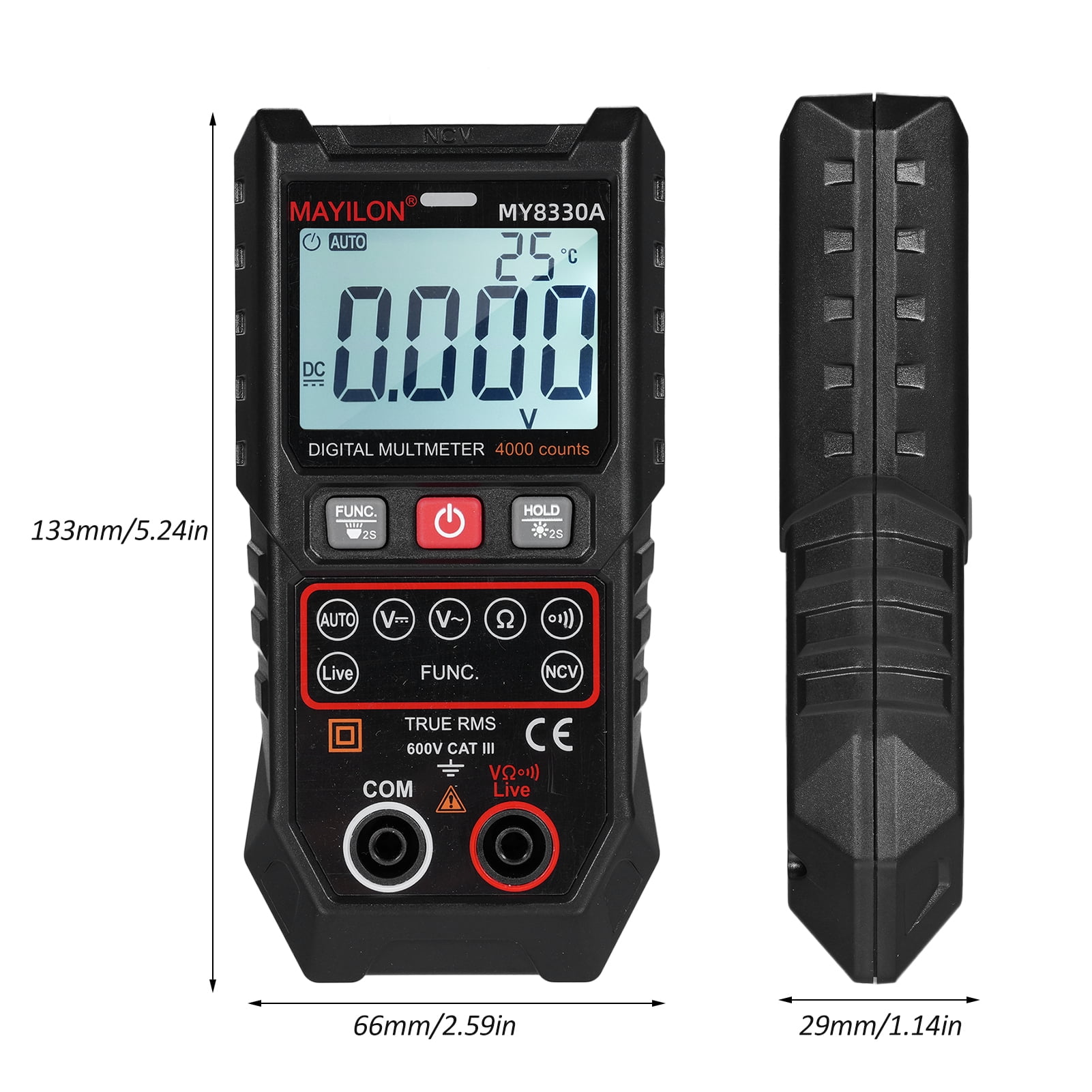 Xirurus Digital Multimeter Voltage Tester 4000 Counts TRMS Automatic ...