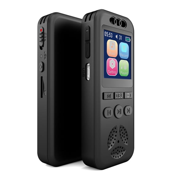 Xirurus Digital Voice Recorder 1.44-inch Color Screen Audio Recording Device with MP3 Player Function for Meetings & Interviews, Compact 3.39 in / 8.6 cm, Black (16GB)